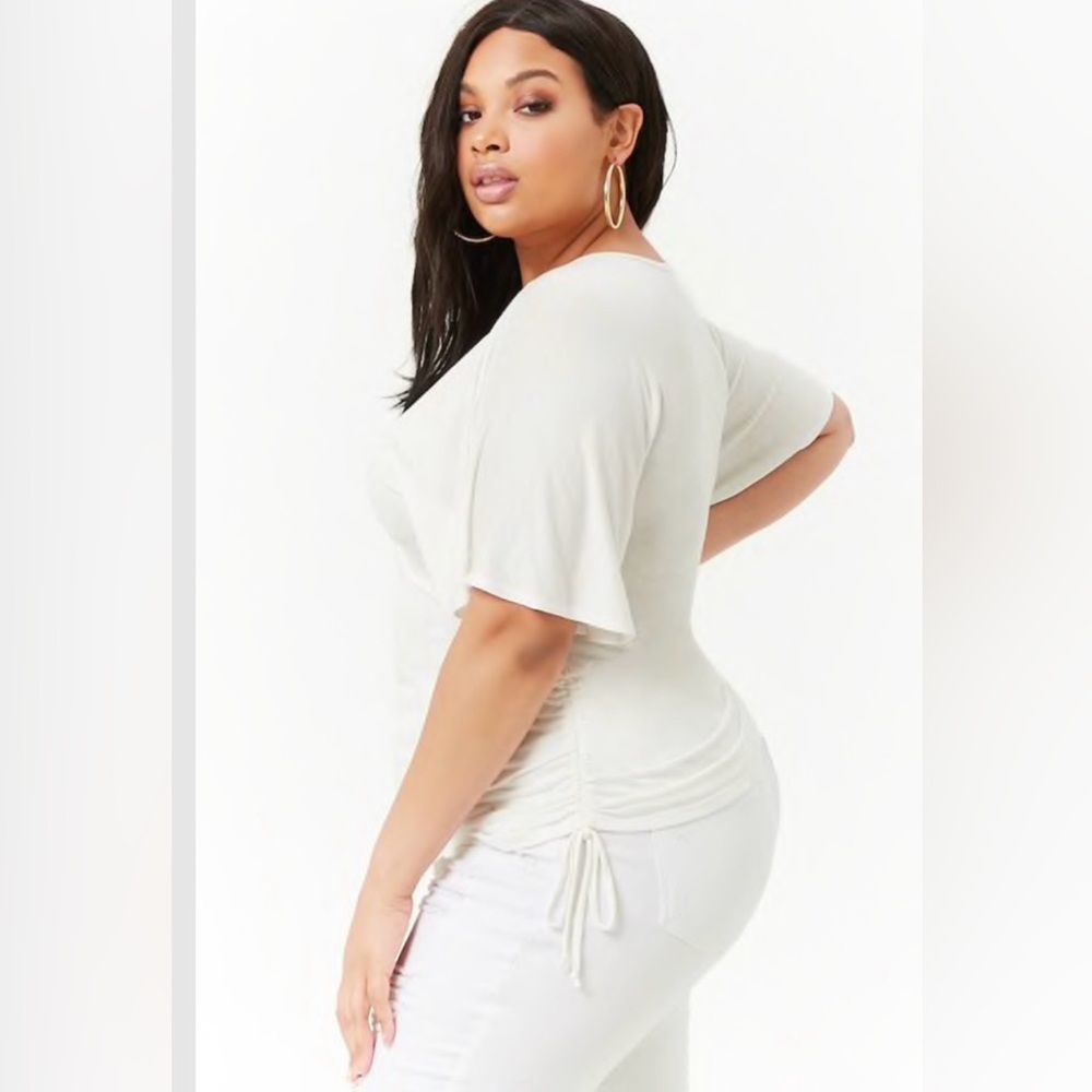 Plus Size Ruched Butterfly-Sleeve Top - Picture 2 of 5